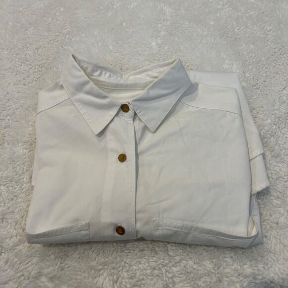 Eddie Bauer Other - Vtg Eddie Bauer Mens White Button Down Long Sleeve Canvas Cotton Classy Preppy S